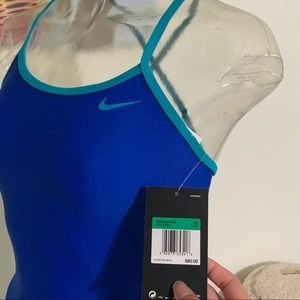 NIKE color block lace up one piece swimsuit